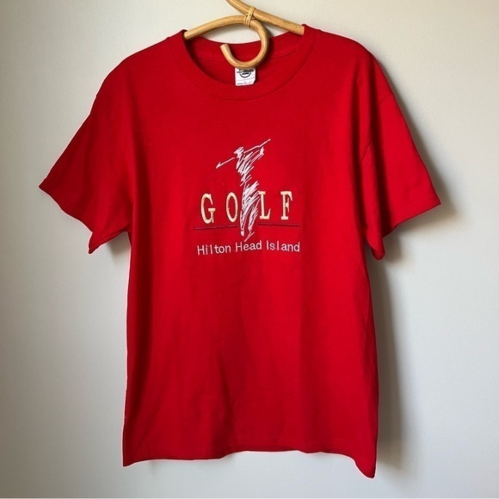 Vintage Hilton Head Island Red Golf T-Shirt Men’s Large